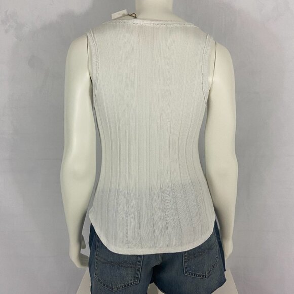 Buckle White Crow Tank Top Women's Size M White Cotton Sleeveless V Neck New - Picture 4 of 5